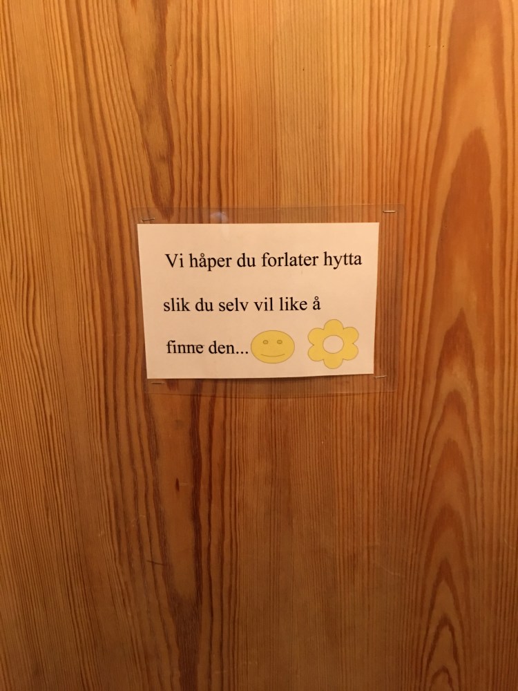 Petit mot d'accueil dans notre Hytte, en Norvège